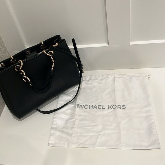 Michael Kors Cynthia Medium Black Satchel - Picture 7 of 7